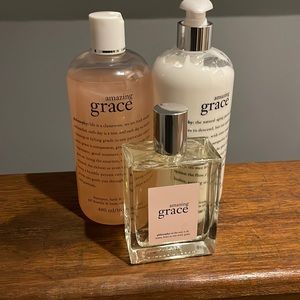 Amazing grace perfume set big bottle ! Unwrapped , Never Wore it ..from Macy ..